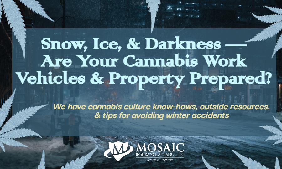 Blog Post - Snowy Street Image With Cannabis Work Vehicles Message